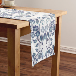 Chemin De Table Court Dusty Blue Floral Mandala 