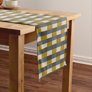 Chemin De Table Court Earth Tone Color Pattern with Ochre