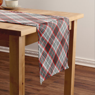 Chemin De Table Court Edimbourg City Tartan Plaid Grey Black Red