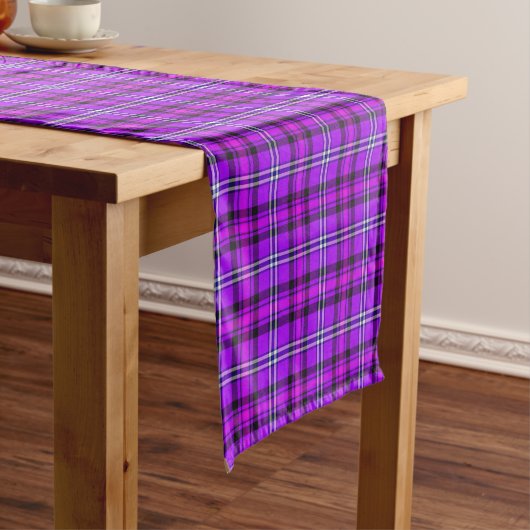 Chemin De Table Court Electric Violet and Fuchsia Plaid Purple Pink (In Situ)