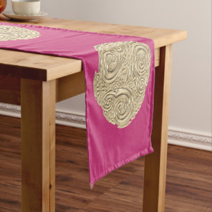 Chemin De Table Court Elégant Art nouveau or fuschia rose moderne