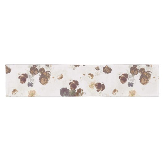 Chemin De Table Court Elégant chic Beige Brown Rose Floral Toile (Horizontal)