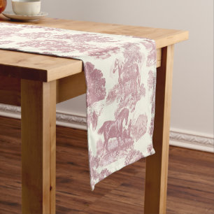 Chemin De Table Court Elégant Chic Rose Rustique Horses Toile