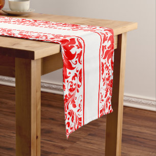 Chemin De Table Court Elégant Flûtes Et Blancs Et Rouges