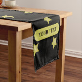 Chemin De Table Court Elegant Gold & Black Star Pattern Monogram (In Situ)