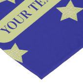 Chemin De Table Court Elegant Gold & Blue Star Pattern Monogram (Coin)