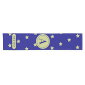 Chemin De Table Court Elegant Gold & Blue Star Pattern Monogram (Horizontal)