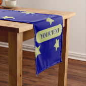 Chemin De Table Court Elegant Gold & Blue Star Pattern Monogram (In Situ)