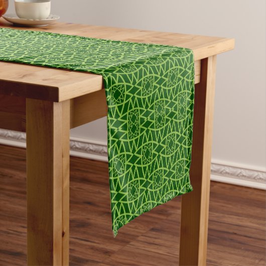 Chemin De Table Court Elegant Green Geometric Patterns (In Situ)