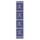 Chemin De Table Court Élégant monogramme initial gris bleu (Devant)