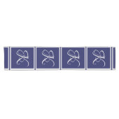 Chemin De Table Court Élégant monogramme initial gris bleu (Horizontal)