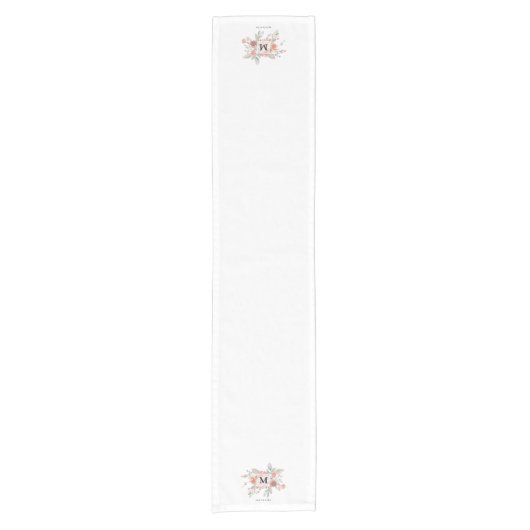 Chemin De Table Court Élégant Monogramme rose pâle Dusty (Devant)