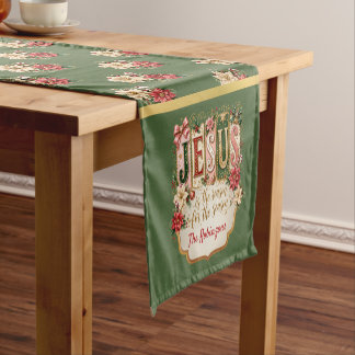 Chemin De Table Court Élégant Noël Personnalisé Festif Vert