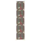 Chemin De Table Court Élégant Plaid Poinsettias Noël (Devant)