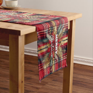 Chemin De Table Court Élégant rouge et or Festif Plaid