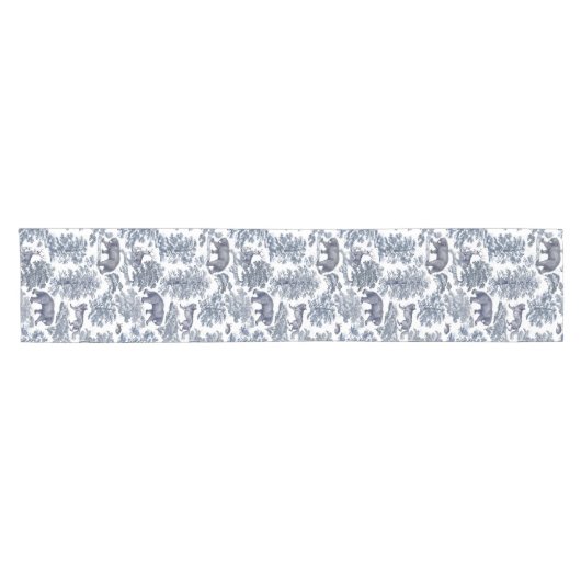 Chemin De Table Court Élégant Rustique Blue Forest Animaux Toile (Horizontal)