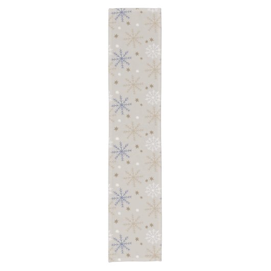 Chemin De Table Court Elegant Snowflake Pattern Beige (Devant)