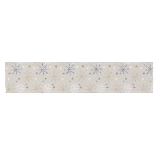 Chemin De Table Court Elegant Snowflake Pattern Beige (Horizontal)