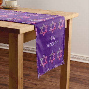 Chemin De Table Court Élégant violet PERSONNALISABLE   Étoile de David