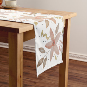 Chemin De Table Court Elégante couleur florale en terre cuite