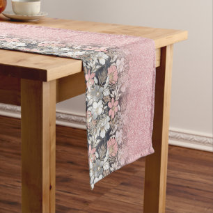 Chemin De Table Court Élégante Parties scintillant dorée rose floral