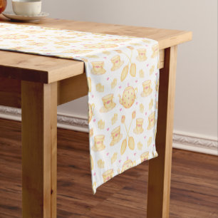 Chemin De Table Court Elégante Tea Party Pink & Gold Watercolor