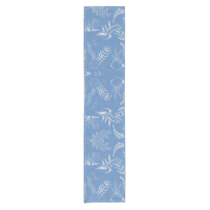 Chemin De Table Court Élégante toile bleue océane