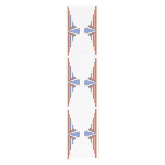 Chemin De Table Court Éléments Art déco en or rose & bleu (Devant)