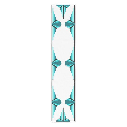 Chemin De Table Court Éléments Art déco en vert turquoise (Devant)
