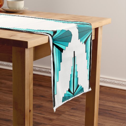 Chemin De Table Court Éléments Art déco en vert turquoise (In Situ)