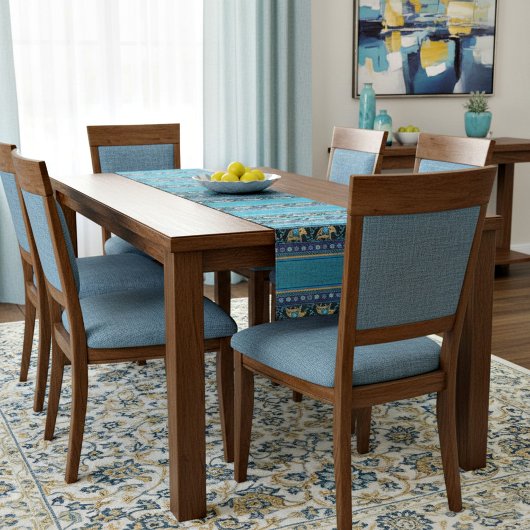 Chemin De Table Court éléphants bleus