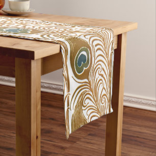 Chemin De Table Court Époque victorienne Art Nouveau Peacock Motif