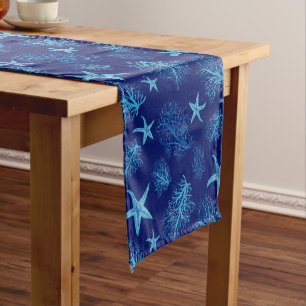 Chemin De Table Court Estarfish-corail bleu turquoise