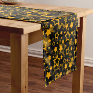 Chemin De Table Court Étoiles Jaune Doré Pailleté Design
