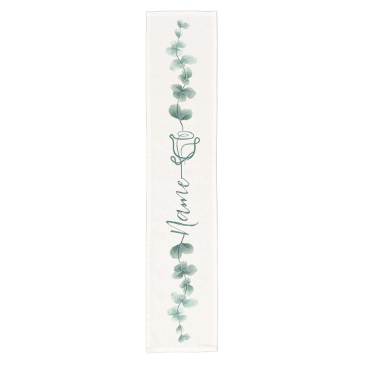 Chemin De Table Court Eucalyptus Motif vert (Devant)