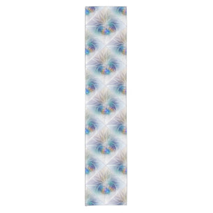 Chemin De Table Court Fantaisie florale, fleur fractale abstraite coloré