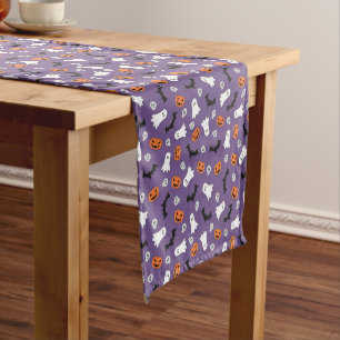 Chemin De Table Court Fantômes, Citrouilles, Chauves-souris Purple Table