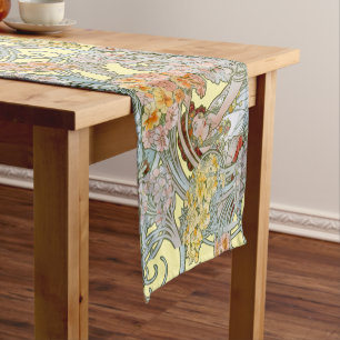 Chemin De Table Court Femme Art Nouveau et motif floral de Mucha