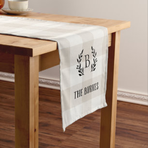 Chemin De Table Court Ferme Beige Buffalo Check Famille Monogramme