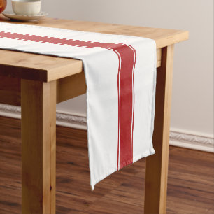Chemin De Table Court Fermier Red Grain Sack Striped Table Runer
