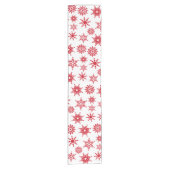 Chemin De Table Court Fête de Noël Etoiles de neige blanches et rouges (Devant)