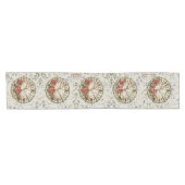 Chemin De Table Court Feuillage vert, horloge avec Poinsettia (Horizontal)