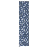 Chemin De Table Court Feuille Épandre Navy Blanc (Devant)