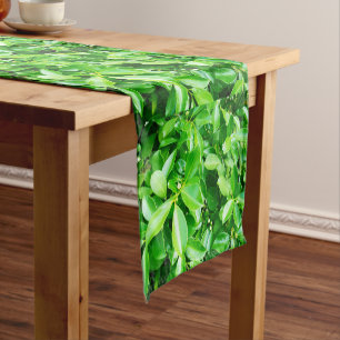 Chemin De Table Court Feuilles d'arbre en caoutchouc vert, coureur de ta