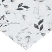 Chemin De Table Court Feuilles floraux gris argenté noir blanc (Coin)
