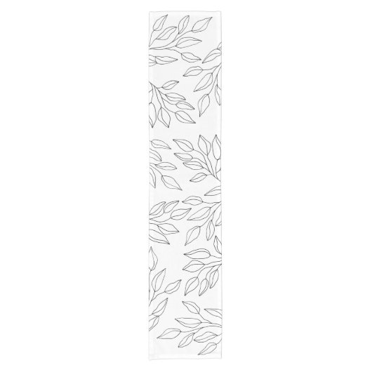 Chemin De Table Court Feuilles noirs et blancs modernes (Devant)