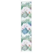 Chemin De Table Court Feuilles tropicaux et fleurs d'orchidées (Devant)