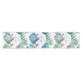 Chemin De Table Court Feuilles tropicaux et fleurs d'orchidées (Horizontal)