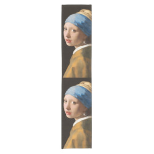 Chemin De Table Court Fille avec une perle d'oreille Portrait Peinture
