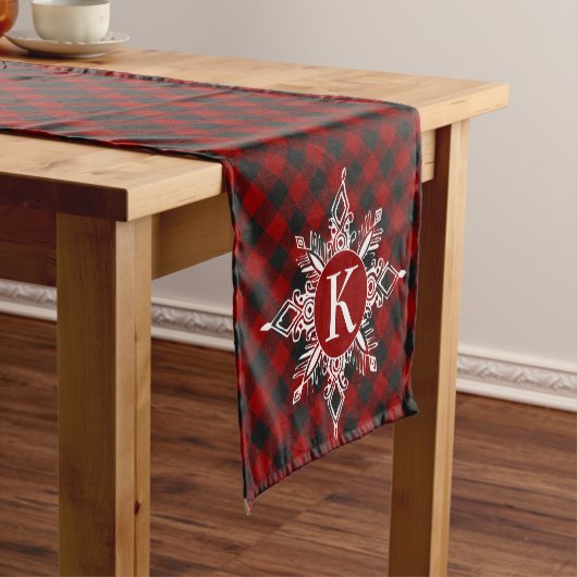 Chemin De Table Court Flacon de neige monogramme sur plaid (In Situ)